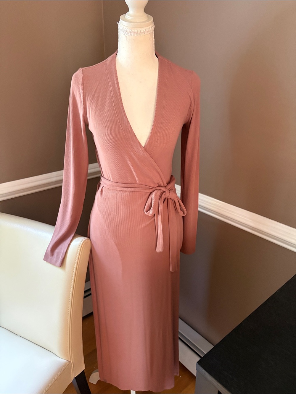 Barefoot Dreams Dusty Rose Long Sleeve Wrap Dress